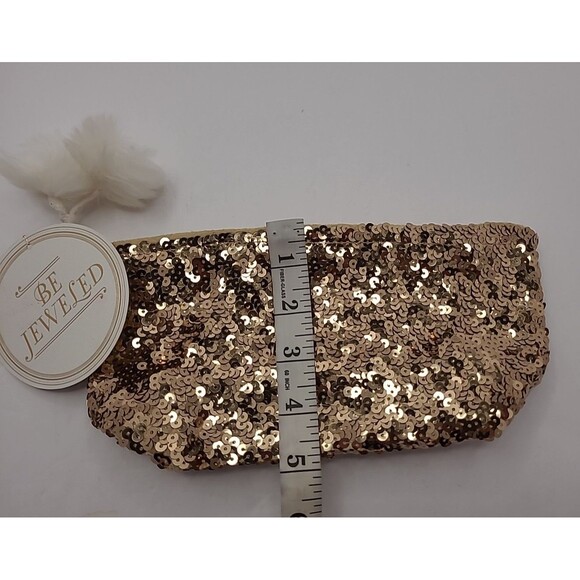 Pottery Barn Teen "Be Jeweled" Sequin Pouch Makeup Travel Bag Pom Pom New - Picture 7 of 9